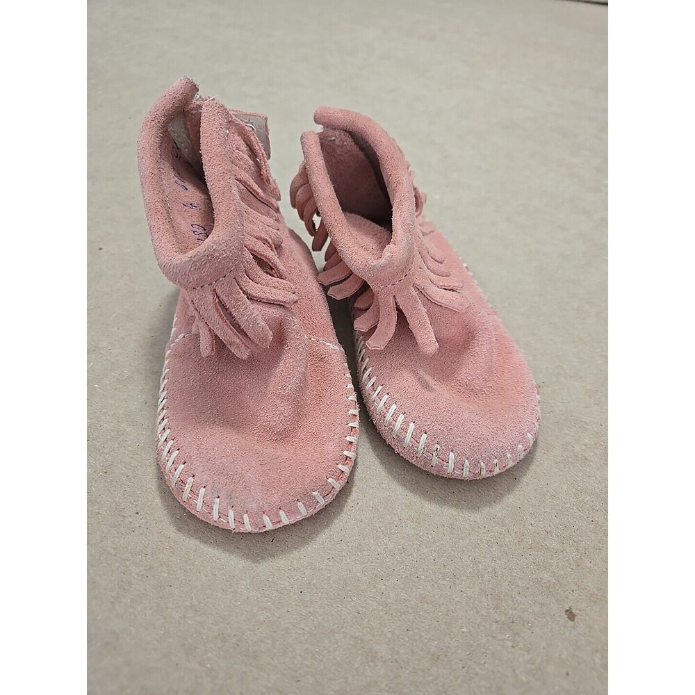 Suede Pink‎ Moccasin Fringe Ankle Boots, Toddler Girl's First Walking Booties 4